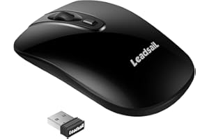 LEADSAIL Wireless Mouse for Laptop Silent Cordless USB Mouse Wireless Optical Computer Mouse, 4 Buttons, AA Battery Used,1600DPI with 3 Adjustable Levels for Windows 10/8/7/XP/Mac/Macbook Pro/Air/HP/Acer
