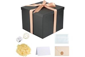 AUBESS Pudełko prezentowe z pokrywką, czarne pudełko na prezent, 23 x 23 x 18 cm, pudełko na prezent urodzinowy, 6 sztuk, dekoracja, akcesoria na Dzień Matki, urodziny, imprezę