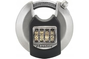 Master Lock M40EURDNUM Candado Redondo Alta Seguridad, Combinacion, Acero Inoxidable, Exterior, Adecuado para Portales, Garages, Sótanos