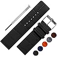 DBLACK ''TNDS1'' Slim Genuine Leather Watch Strap, Bamboo Design Pattern, Thin Watch Belt // Specially Designed for TITAN Edge Slim Watches, For 18mm, 22mm, or 22mm Watch Band (Choose Your Size & Color)