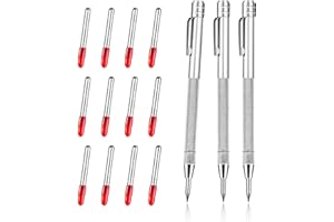 PBUSPU 3 Stylos à tracer en carbure de tungstène, 12 pointes de marquage de rechange, Stylo à Tracer en Carbure de Tungstène pour Tôle, Céramique, Verre