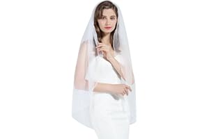 BEAUTELICATE Voile de Mariage Mariée 1 Couche Simple Ivoire Blanc Avec Peigne en Métal Court Long Bord De Crayon
