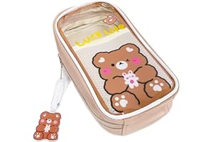 Upxiang Kawaii Étui à crayons transparent pour fille Taille C