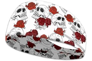 KUIAOBATY Sports Headband for Men And Women, Gothic Skulls Retro Floral Sweatband Non Slip Headwear for Fitness, Running, Outdoor Workout