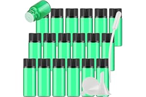TIANZD 25 Stück Leer 5 ml Kleine Glasflaschen mit Orifice Reducer Grün Mini-ätherische Ölflaschen Duft Glas Fläschchen für Ätherisches Öl,Aromatherapie,Parfüm,Massage
