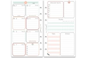 ‎SINNWUNDER SinnWunder® Premium Kalendereinlagen 2024 - Wochen-Kalender mit 1 Woche auf 1 Seite plus Notizen– Größe Personal – 6-fach-Lochung – HappySinn