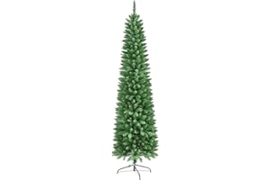 LEIVESTE- Albero di Natale Artificiale Slim Folto 180 Verde con 780 Rami Realistici,Albero di Natale Alto e Stretto con Base in Metallo,Verde