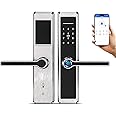 Razuvious Smart Lock,Fingerprint Door Lock with 4585 Mortise.Keyless Entry Bluetooth Lock,Free APP,IC Card,Anti-peep Code,Work with Alexa,TT Lock App Control,for Home,Office,Apartment (L8（28cm）)