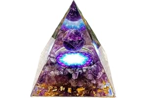 ycyingcheng Amethyste Pyramid Ogan Crystal Energy Tower, Nature Reiki Chakra Crushed Stone, Positive Energy Generator Orgonite Pyramid Protection Energy Protection Home Office Decor