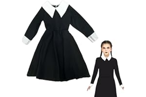 MAGIC SELECT Déguisement du Mercredi Addams. Robe à Manches Courtes de la Famille Addams. Déguisement de Merlina, Nevermore Academy. Mercredi Addams Carnival Uniform Cosplay pour fille.