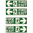 Being Safe - Fire Exit Left and Right Arrow Night Glow Signboard On PVC Sunboard 3 mm Size-300mm X 100mm (Pack of 04)