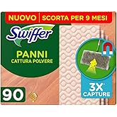 Swiffer Panni Catturapolvere Di Ricambio Per Scopa Ideali Per Parquet 90 Pezzi, Per Catturare E Intrappolare 3 Volte Più Polv