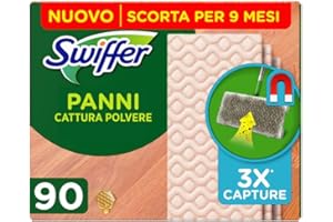 Swiffer Panni Catturapolvere Di Ricambio Per Scopa Ideali Per Parquet 90 Pezzi, Per Catturare E Intrappolare 3 Volte Più Polvere, Sporco E Peli Di Una Scopa Tradizionale