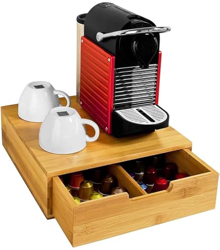 Organisateur De Café En Bois - 5 Compartiments Pour Accessoires De Bar à Café Et Thé - 3
