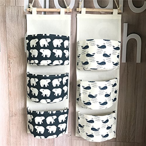 Fieans Hängende Tasche, Bad Wand Utensilo,Multifunktionale Wohnzimmer Schlafzimmer Hängenden 3 Taschen-Wal - 4