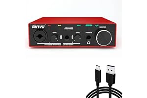 LENVII Interface Audio USB, Carte Son Externe, Haute Fidélité 24bits/192kHz, Latence Ultra Faible, pour PC et Mac, avec XLR pour Enregistrement Professionnel, la Diffusion en Direct, le Podcast
