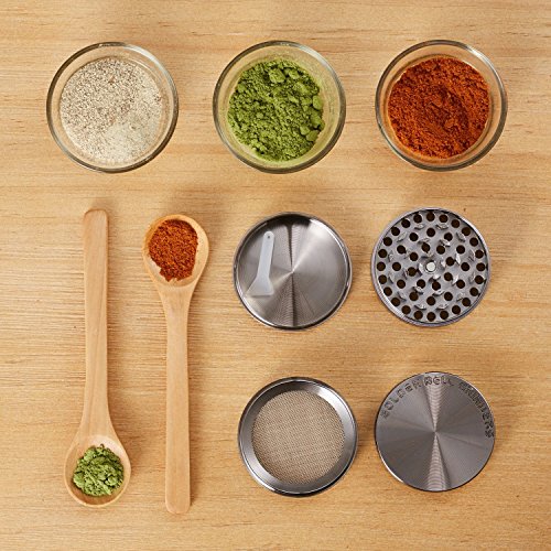 LIHAO Pollen Grinder Crusher für Tabak,Spice,Kräuter,Gewürze,Herb,Kaffee 4-teiliges Set mit Pollen Scraper (Nickel-Schwarz) - 7
