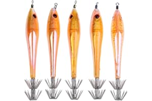 Magideal 5 Jibioneras, anzuelos duros de pesca, calamar, anzuelos luminosos, ganchos para calamares, pulpos, Sepias