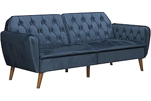 Novogratz NG (UK) Tallulah Memory Foam Futon Blue Velvet