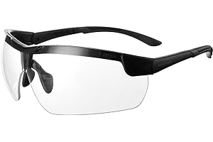 PROTEAR Occhiali di sicurezza con trasparente anti appannamento, per uomini e donne, lenti trasparenti, tempio nero con custodia protettiva per gli occhi occhiali di sicurezza
