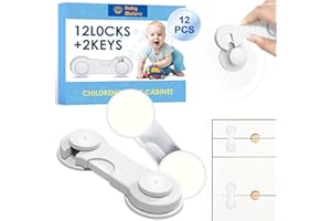 BABY MOLOVE 12 Stück Kindersicherung Schrank,Schranksicherung Baby, Schubladensicherung Schrankschloss,mit Starker Kleber ohne Bohren