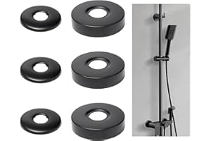 JOYOLA 6 Pezzi Rosette Rubinetto Nero, Ø 21mm/25mm Copri Termosifoni, Rosetta Copritubo Doccia Acciaio Inox, Acciaio Inossidabile Copri Termosifone per Rubinetti Doccia, Rubinetti, Valvola Angolare