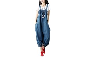 Youlee Women's Wide-Leg Dungarees, Denim Jumpsuit