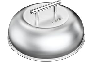 onlyfire Coperchio per Piastra per Grill Press/Hamburger Bacon Steak, Campana per piattino in Inox, Copertura paraspruzzi Rotondi,Ø 23CM