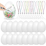 Ostereier Plastik weiß,24pcs Plastikeier Ostereier Kunststoff Eier 6 cm Dekoeier Kunststoffeier zum Basteln Deko Ostern, Plas