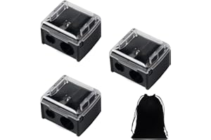 TAFACE Pencil Sharpener, 2 Pieces, 1 Piece Storage Bag, 2 Holes Eye Sharpener, Eyebrow Sharpener, Hand Sharpener, Suitable for Eyeliner, Eyebrow Pencil (Black)