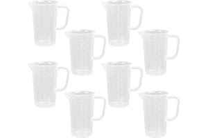 SUUEIOKL 8 Piezas Jarra Medidora Plastico, 100ml Vaso Graduado, Taza Medidora, Vaso Medidores Precisión, Vaso Medidor con Asa, Dosificador Plastico Reutilizable para Cocina Hornear Laboratorio