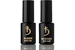 K Professional Nail Gel Polish - Rubber Base & No Wipe Top Coat - Nagellack Maniküre Kit - Glanz & Langlebig - Geeignet für Anfänger & Profis - Hochglanz - Gesunde Nägel - 2x12ml - Nagelverlängerung