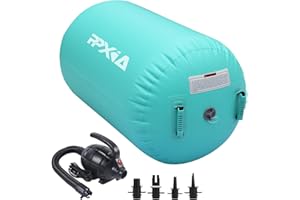 PPXIA Gymnastics Air Roller Air Barrel Inflatable Tumbling Mat, Tumble Track Backhandspring Mat Gymnastic Equipment with Pump for Yoga Training Cheerleading Home Use