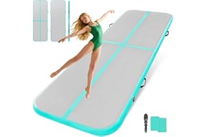 KIASTER 3M / 4M Inflatable Gymnastics Tumbling Mat 10cm Thickness Air Floor Mat Tumble Track for Home Use/Training/Yoga/Water Fun/Pilates