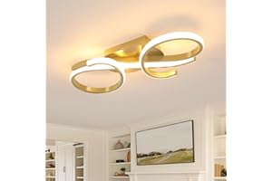 ‎COMELY Deckenlampe LED Modern, 36W Kronleuchter Deckenleuchte, 3000K Warmweißes Licht Acryl LED Deckenbeleuchtung für Schlafzimmer Wohnzimmer Esszimmer Balkon Diele (Gold)