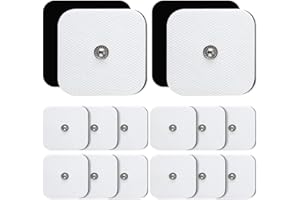 TOPYART Elektroden für TENS EMS | 5 x 5 cm Quadratische Elektroden Kompatibel mit 3,5 mm Knopf-Snap-Elektrostimulator | für Vitalcontrol, Sanitas | Wiederverwendbare Supersoft-Elektroden (12)