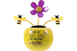 WYJUAN Yellow Solar Powered Dancing Flower, Car Dashboard Decoration Swing Flowerpot Windowsill Bee Figurines No Battery Required Gift for Car Dashboard Office Desk Sunflower Dashboard Figurines and Idols
