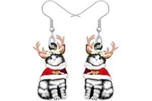 LONYOO Acrylique Chaton Boucles d’oreilles Chat Pendantes Anime Bijoux de Chat Cadeaux Femmes Filles Charms