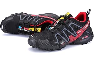 WYUKN Zapatillas de Ciclismo, Zapatillas MTB，Calzado para Ciclismo ​Calzado para Bicicleta de Carretera para Hombre,Black+Red-47EU