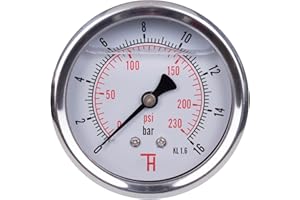 THERMIS Manometro (0-16 bar) Resistente agli urti G 1/4 connettore posteriore 63 mm 358G