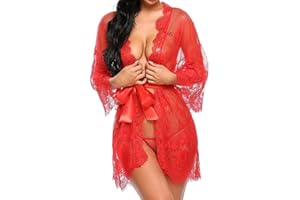 Tuopuda Babydoll Lingerie Sexy Erotico Donne Sexy Sleepwear Dress e G-String Set Camicia da Notte in Pizzo Pigiama Vestaglia Lace Reggiseno String