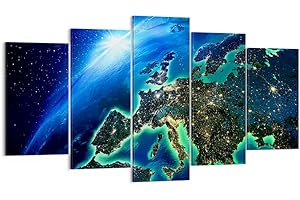 ARTTOR Cuadros Decoracion Salon Noche espacio mundo vista Lienzos decorativos 160x85cm Cuadro Sobre Lienzo Moderno Dormitorio Cuadros Pared Tríptico 5 Piezas Wall Art Prints Grande XXL EA160x85-2816