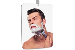 DFLLLO Espejo de Afeitar de Ducha y Viaje, Espejo para Ducha, Camping y Niños, Colgante Pequeño sin Marco, 28 cm × 19 cm, Incluye 1 Gancho Adhesivo