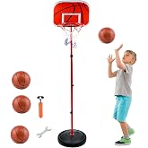 AolKee Basketball Hoop and Child Stand, Portable 50cm-150cm for Kids, Adjustable Basketball Hoop for Indoor and Outdoor, with