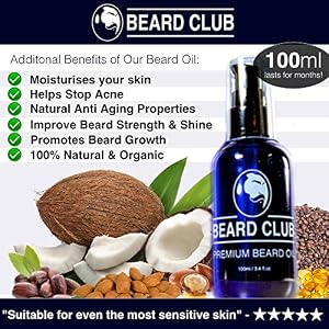Beard Club – Unscented Beard Oil Bottle 100ml - Beard Oil for Men - Beard Growth Oil - Beard Moisturiser for Men - Beard… - Image 4