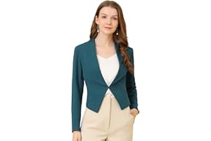 Allegra K Chaqueta Corta Casual De Negocios De Oficina De Trabajo Sin Cuello para Mujer