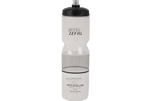 ZEFAL Magnum Grande Contenance, Gourde Vélo/VTT et Sport Réutilisable sans BPA - Bidon Eau Soft Couvercle Vissable - Fabriqué en France - Noir (Translucide), 975 ML