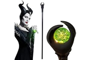 HPPARTY 51inch Deluxe Maleficent Staff with Green/Orange Light Orb, Wizard Scepter Magic Wand Halloween Prop (Green Light)