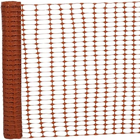 WARN Garden Fencing, Boundary Fences, Poultry Fencing, Fence, Barrier Fence Light 110 g/m², 1 m x 50 m Orange + 10 Red Steel Poles Ø14 mm, 1.25 M for Protecting and Label for Construction Sites, Danger Zone, Runs