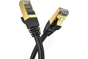 Veetop Cat8 Lan kabel 0,25m 0,5m 1m 2m 3m 5m 10meter 15meter 20meter Netzwerkkabel Ethernetkabel Internetkabel Superschnell Flexibel und Robust mit Vergoldetem RJ45 Schwarz